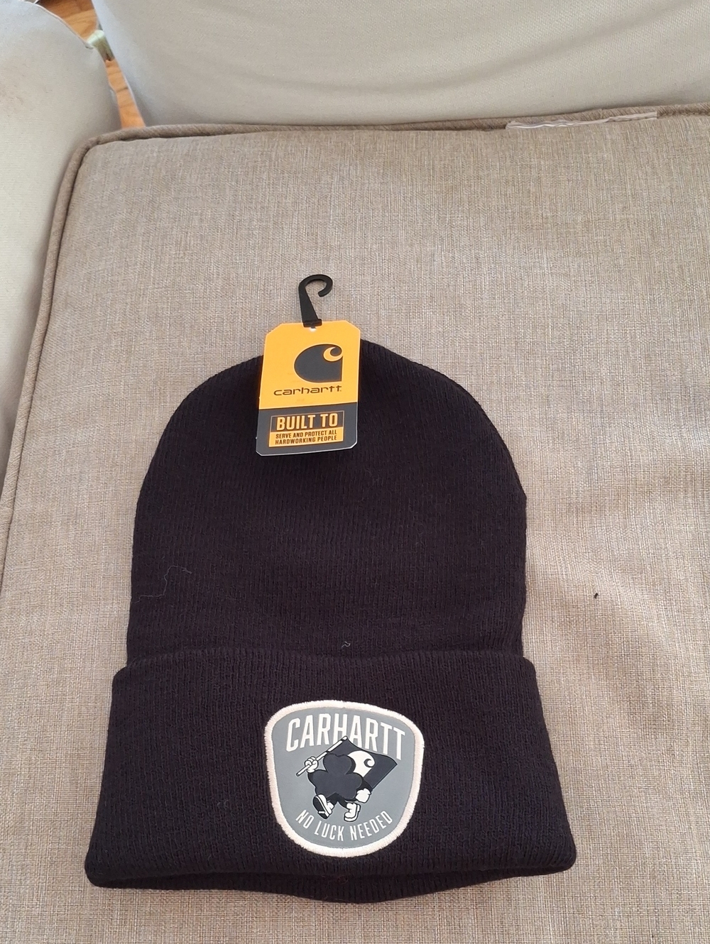 Carhartt Black Knit Beanie with Patch Logo